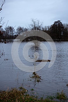 flooded countryside in the north west of germany