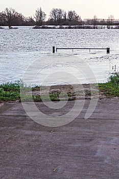 Flooded fields near the Dutch river IJssel