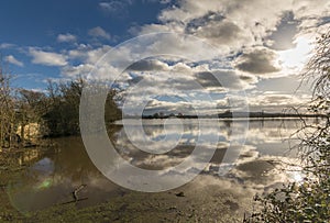 Flooded fields with reflexions near Tewkesbury