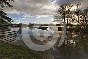 Flooded fields with reflexions near Tewkesbury