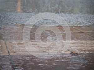 Flooded footpath by rain