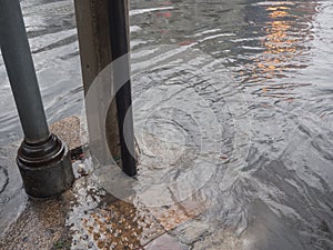 Flooded footpath by rain