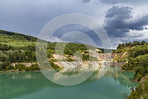 Zatopený bývalý důl u Skrabského. Slovensko