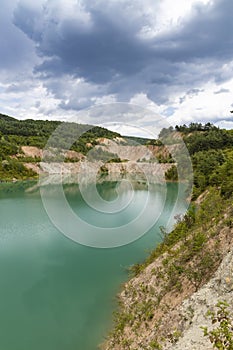 Zatopený bývalý důl u Skrabského. Slovensko