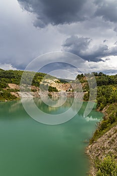 Zatopený bývalý důl u Skrabského. Slovensko