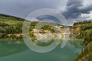 Zatopený bývalý důl u Skrabského. Slovensko