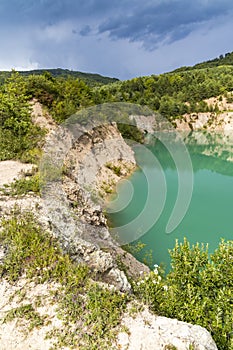 Flooded former mine near Skrabske. Slovakia