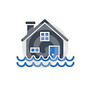 Flooded Home Risk Icon