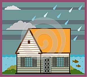 Flooded House Vector