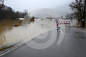 Flooded landscape in winter