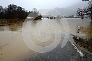 Flooded landscape in winter