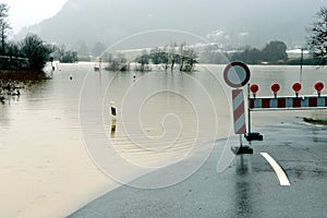 Flooded landscape in winter