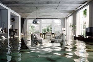flooded modern living room