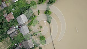 Flooded neighborhood street. Flooding leaves city, underwater, entire community