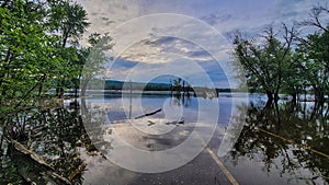 A Flooded Parking Area on the Mississippi River