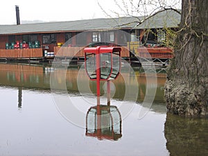 Flooded phone booth