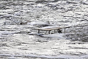 Flooded picnic table