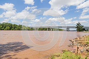 Flooded Red River in Shreveport and Bossier City Louisiana