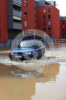 Flooded residential area