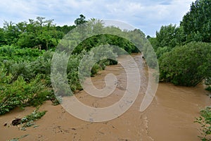 the flooded river Fiume Judrio near the village of Versa