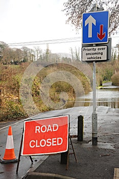 Flooded road closed