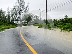 Flooded road during the monsoon season