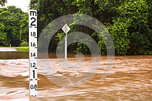 Flooded road in Queensland, Australia