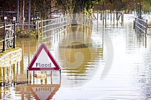 Flooded Road and Sign