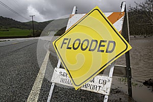 Flooded Road Sign in Gilroy photo