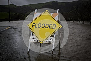 Flooded Road Sign in Gilroy photo