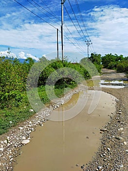 Flooded roads at rain season