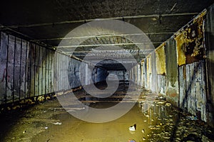 Flooded room. Object 221, abandoned soviet bunker, reserve command post of Black Sea Fleet