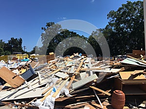 Flooded school debris after cleanup