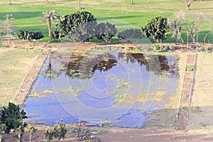 Flooded soccer field