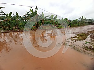 Flooded street in a district of dschang