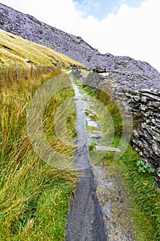 Flooded upland path in North Wales