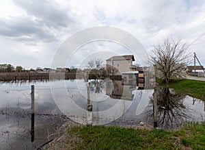 The flooded village of Demidov, Kyiv region, Ukraine