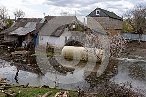 The flooded village of Demidov, Kyiv region, Ukraine