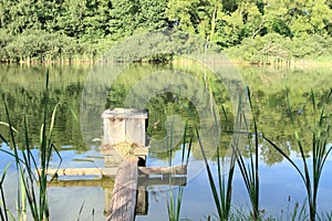 Floodgate of pond photo