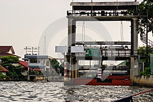 Floodgate and pumping station on the canal Klong in Bangkok