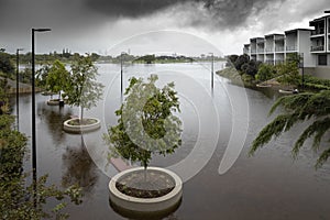 Flooding caused from constant rain on the Gold Coast, Queensland, Australia