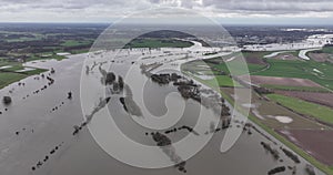 Flooding and high water in the Netherlands. Excessive water from the alps and heavy rain is overflowing inland rivers