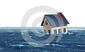 Flooding House Disaster Concept