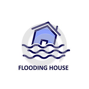 Flooding house icon illustration vector