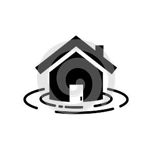 Flooding house icon illustration vector