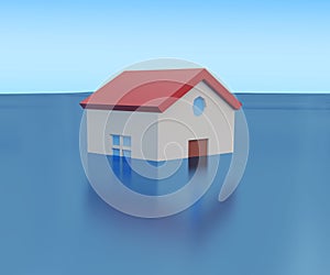 flooding house with rising water