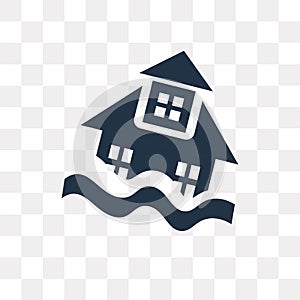 Flooding House vector icon isolated on transparent background, F