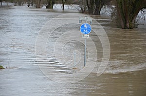 Flooding of the Neckar River near Altenburg