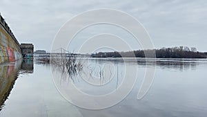 Flooding, raising the water level in the Dnipro River, in the city of Kyiv