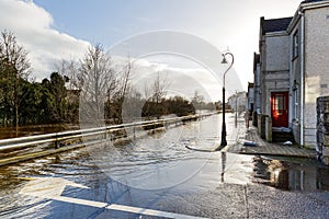 Flooding river in an irish town